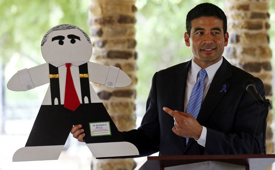 Nico La Hood with Cardboard Kids San Antonio Child Abuse and Neglect Press Conference 2015
